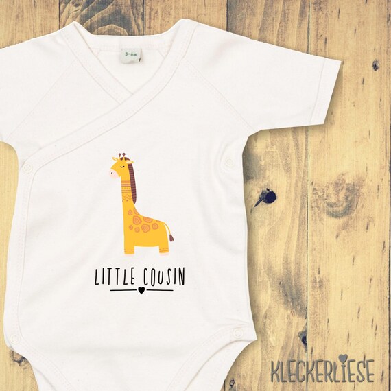 kleckerliese Wickel Baby Body "Little Cousin" Tiermotive Giraffe Babybody Strampler Wickelbody Organic Kimono Kurzarm