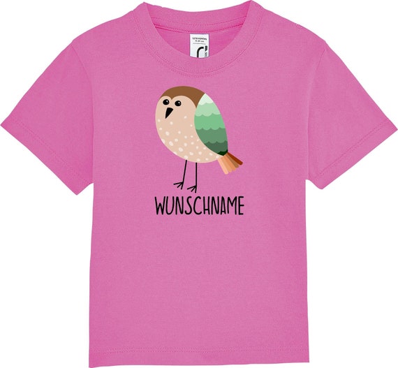 kleckerliese Kinder Baby Shirt Kleinkind "Vogel" mit Wunschnamen Jungen Mädchen T-Shirt