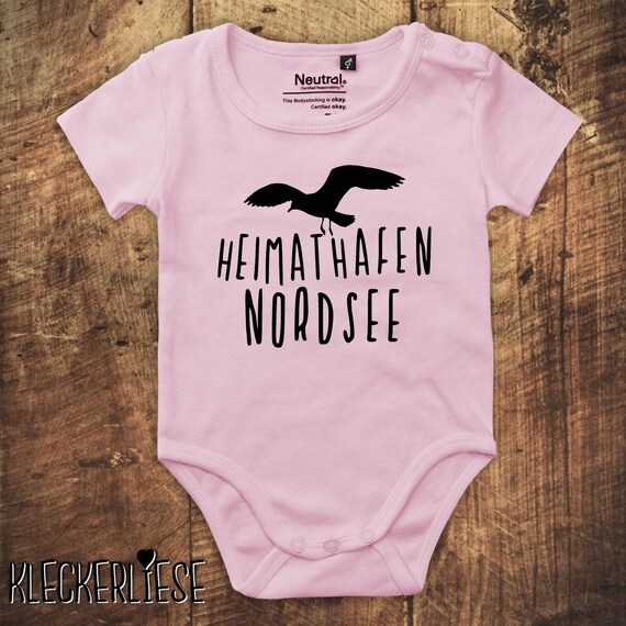 kleckerliese Babybody Body "Heimathafen Nordsee Möwe" Fair Wear, Bio, Organic Baby Jungen Mädchen