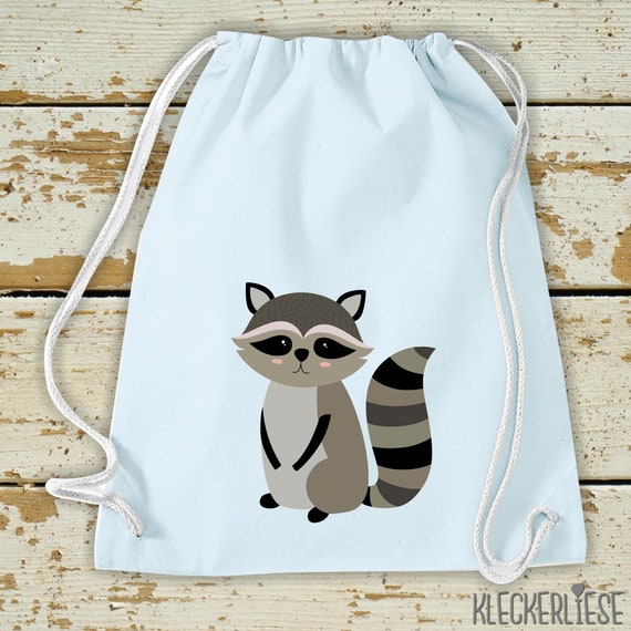 Kleckerliese Kinder Gymsack "Waschbär" Rucksack Bag Stoffbeutel Turnbeutel Tragetasche Wechselsachen