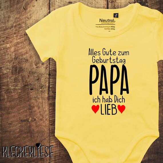 kleckerliese baby bodysuit "Happy Dad, I love you" Fair Wear