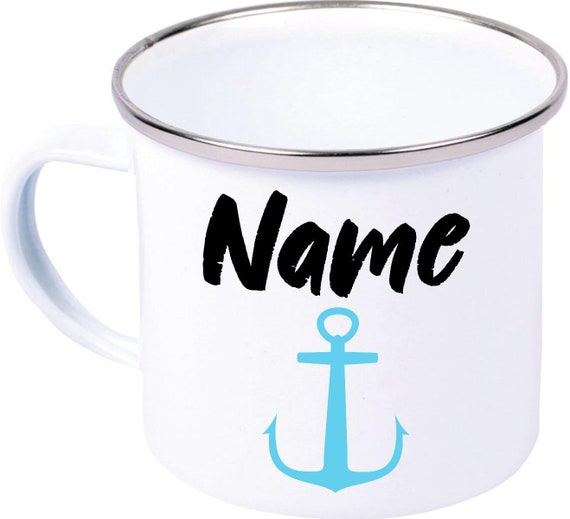 kleckerliese Emaille Teetasse Tasse "Name Wunschname" Camping Zelten Retro Becher