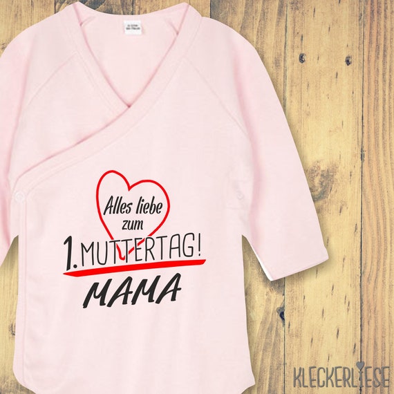 Langarm Wickel Baby Body "Alles Liebe zum 1. Muttertag Mama" Babybody Strampler