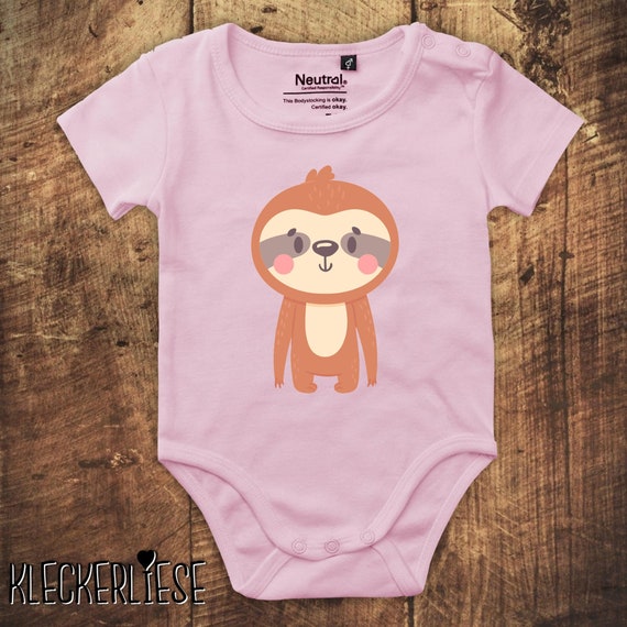 kleckerliese Babybody Body "Tiermotiv Faultier" Fair Wear, Bio, Organic Baby Jungen Mädchen