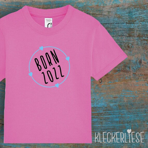 Kinder Baby Shirt mit Wunschname Kleinkind "Born Wunschzahl Wunsch Datum" T-Shirt Jungen Mädchen
