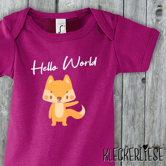 Baby Body "Hello World Fuchs" Babybody Strampler Jungen Mädchen