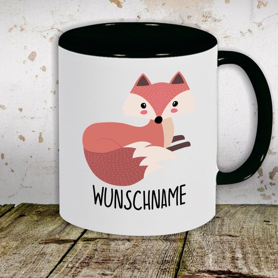 kleckerliese Kindertasse Teetasse Tasse Motiv Fuchs Fox Tiermotive Tiere mit Wunschnamen