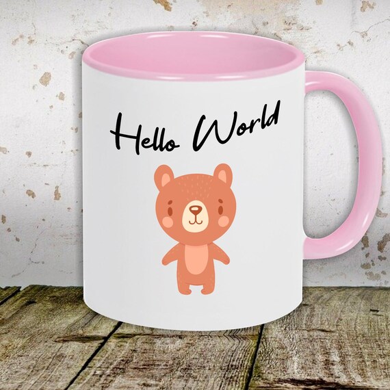 Kaffeetasse Tasse Motiv "Hello World Bär" Tasse Teetasse Milch Kakao