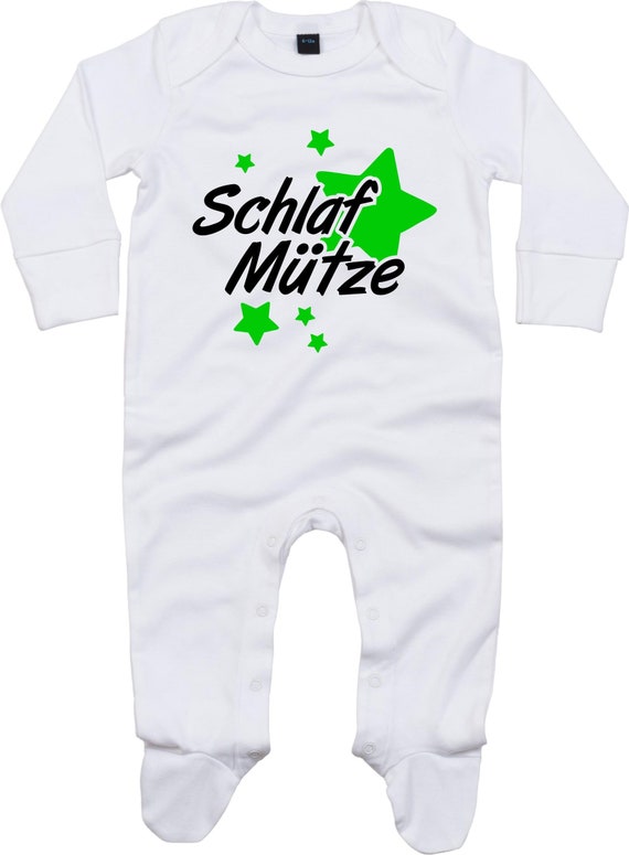 Kleckerliese Baby Schlafanzug "Schlaf Mütze" Sleepsuit Langarm Jungen Mädchen Einteiler Strampler