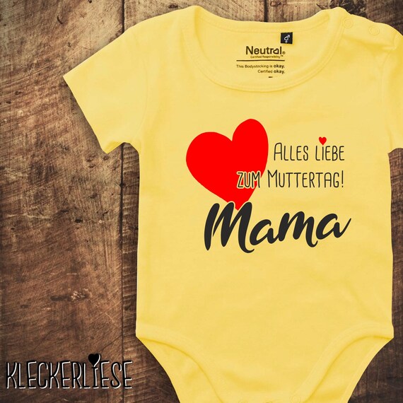 kleckerliese Babybody Muttertag Body "Alles Liebe zum Muttertag Mama" Fair Wear, Bio, Organic Baby Jungen Mädchen