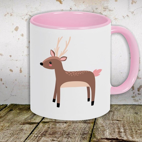 kleckerliese Kindertasse Teetasse Tasse Motiv "Reh" Tiermotive Tiere Milch Kakao Kaffeetasse