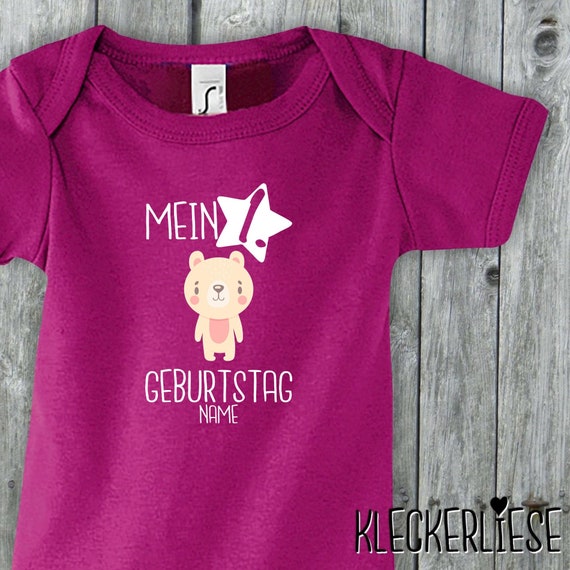 Baby Body mit Wunschname "Mein 1. Geburtstag Eisbär mit Wunschname" Babybody Strampler Jungen Mädchen