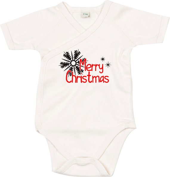 kleckerliese Wickel Baby Body "Merry Christmas Sterne Eisstern" Babybody Strampler Wickelbody Organic Kimono Kurzarm