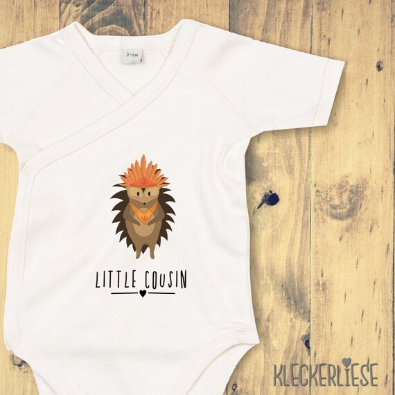 kleckerliese Wickel Baby Body "Little Cousin" Tiermotive Igel Babybody Strampler Wickelbody Organic Kimono Kurzarm