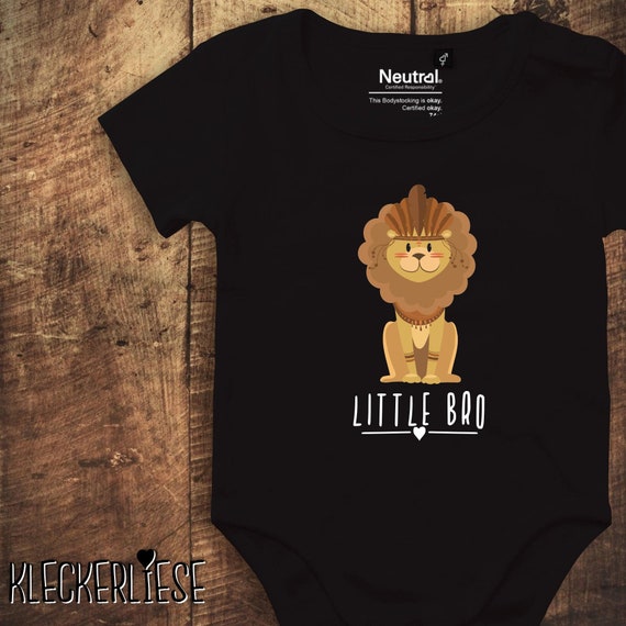 kleckerliese baby bodysuit "Little Bro animal motif lion" fair wear romper baby boy girl