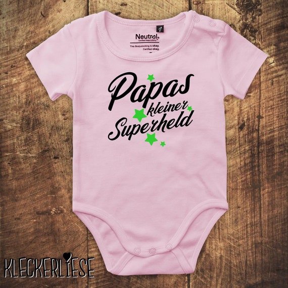 kleckerliese Babybody Body "Papas kleiner Superheld" Fair Wear