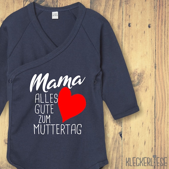 Langarm Wickel Baby Body "Mama alles Gute zum Muttertag" Babybody Strampler