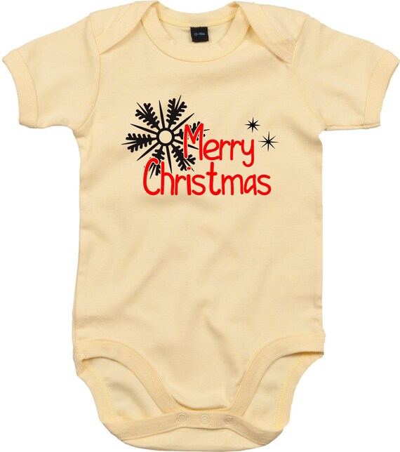 kleckerliese Baby Body "Merry Christmas Sterne Eisstern" Babybody Strampler Jungen Mädchen Kurzarm