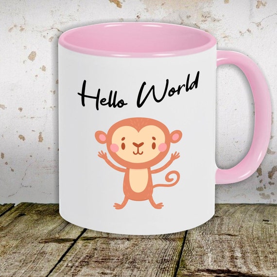 Kaffeetasse Tasse Motiv "Hello World Affe" Tasse Teetasse Milch Kakao