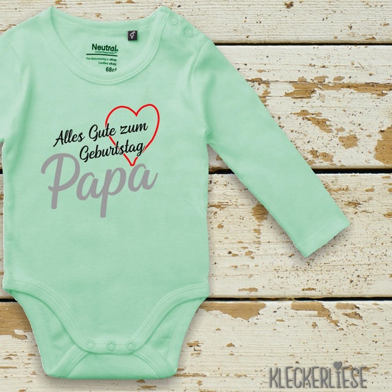 kleckerliese long sleeve baby bodysuit "All the best PAPA heart" baby bodysuit boys girls longsleeve fair wear