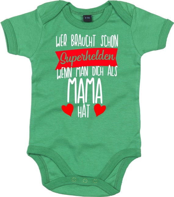 Baby Body "Wer braucht schon Superhelden wenn man dich als Mama hat" Babybody Strampler