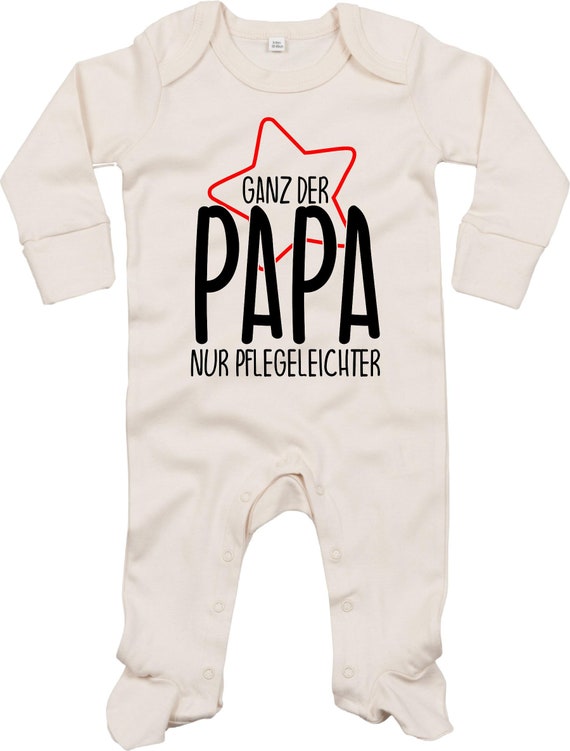 Kleckerliese Baby Schlafanzug "Ganz der Papa nur Pflegeleichter" Sleepsuit Langarm Jungen Mädchen Einteiler Strampler