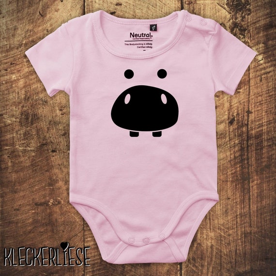 kleckerliese Babybody Body "Tiere Flusspferd Hippo Nilpferd" Fair Wear