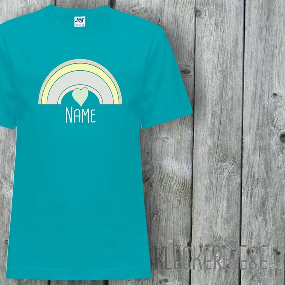 Kinder T-Shirt mit Wunschname "Regenbogen mit Wunschname" Shirt Jungen Mädchen Baby Kind