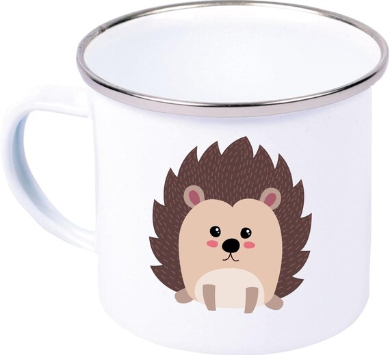 kleckerliese Emaille Kindertasse Teetasse Tasse Motiv Tiermotive Tiere mit Camping Zelten Retro Becher