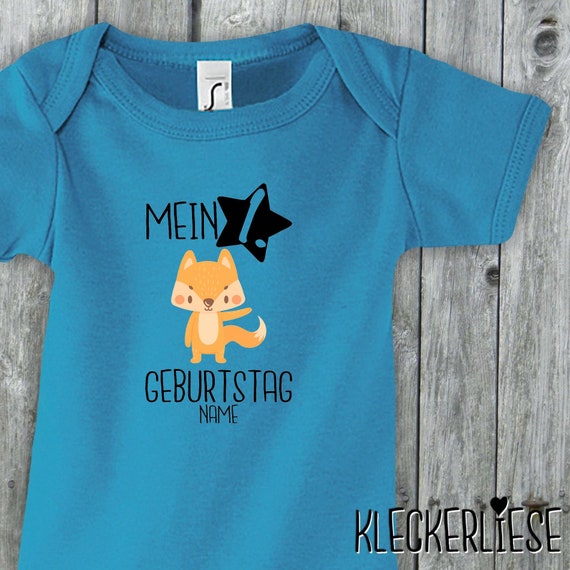 Baby Body mit Wunschname "Mein 1. Geburtstag Fuchs mit Wunschname" Babybody Strampler Jungen Mädchen