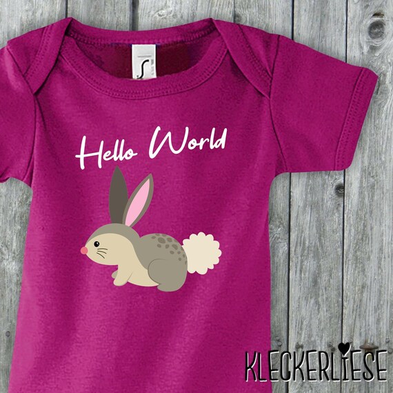 Baby Body "Hello World Hase" Babybody Strampler Jungen Mädchen