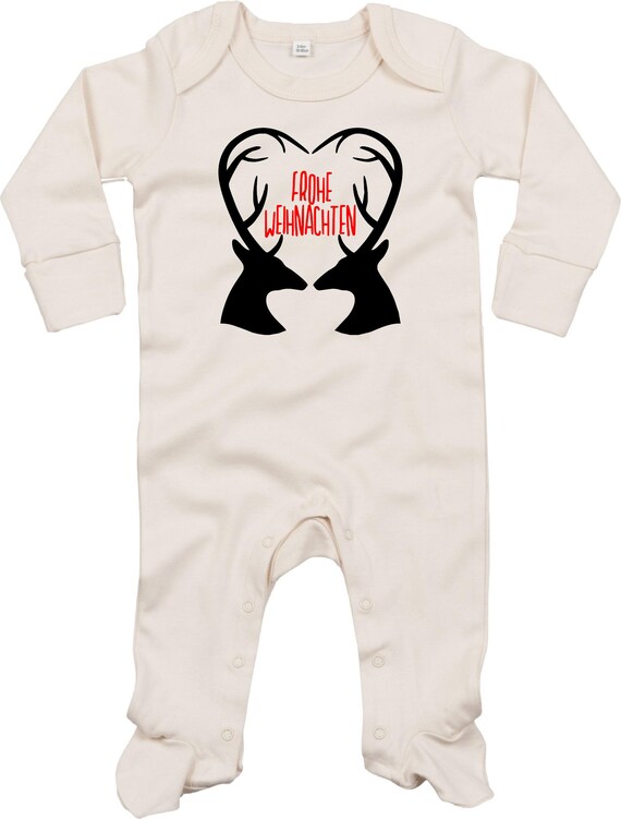 Kleckerliese Baby Schlafanzug "Rentiere Frohe Weihnachten" Sleepsuit Jungen Mädchen