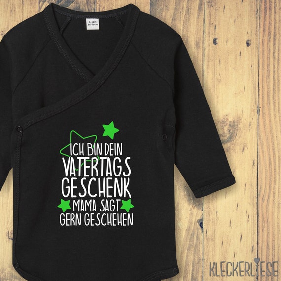 Langarm Wickel Baby Body "Ich bin dein Vatertags Geschenk Mama sagt gern geschehen" Babybody Strampler