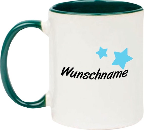 kleckerliese Kindertasse Teetasse Tasse Motiv "Name Wunschname Sterne" Milch Kakao Kaffeetasse