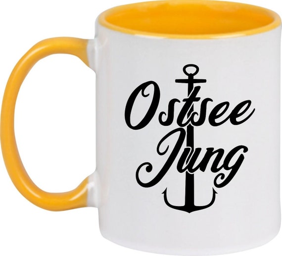 kleckerliese Teetasse Tasse Motiv "Ostsee Jung Anker" Milch Kakao Kaffeetasse