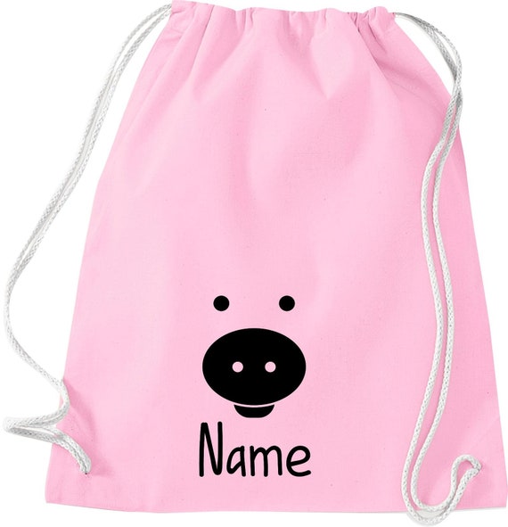 Kleckerliese Gymsack "Tiere Schwein Ferkel Pig Wunschname" Rucksack Bag Stoffbeutel Turnbeutel Tragetasche