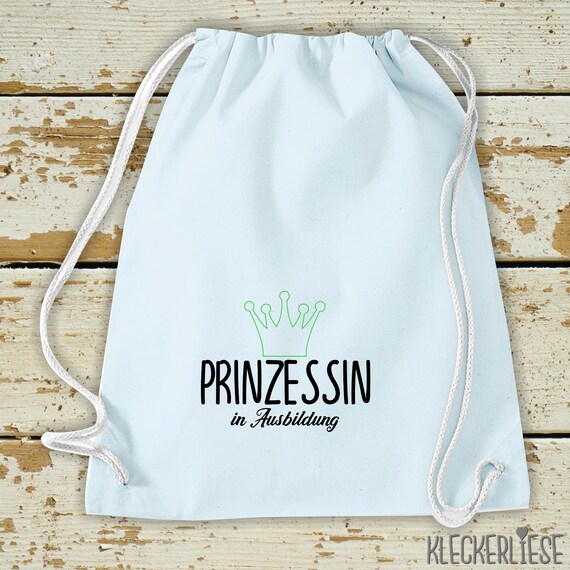 Kleckerliese Gymsack "Prinzessin in Ausbildung" Rucksack Bag Stoffbeutel Turnbeutel Tragetasche