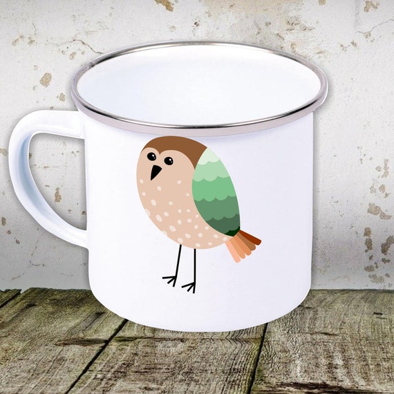 kleckerliese Emaille Kindertasse Teetasse Tasse Motiv Tiermotive Tiere mit Camping Zelten Retro Becher