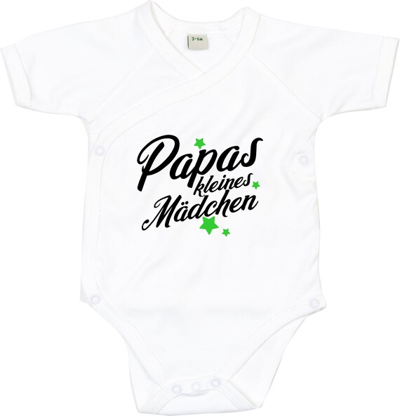 kleckerliese Wickel Baby Body "Papas kleines Mädchen" Babybody Strampler Wickelbody Organic Kimono Kurzarm