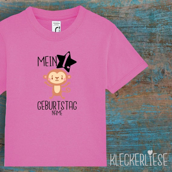 Kinder Baby Shirt mit Wunschname Kleinkind "Mein 1. Geburtstag Affe mit Wunschname" T-Shirt Jungen Mädchen