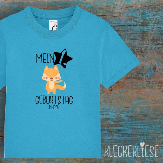 Kinder Baby Shirt mit Wunschname Kleinkind "Mein 1. Geburtstag Fuchs mit Wunschname" T-Shirt Jungen Mädchen