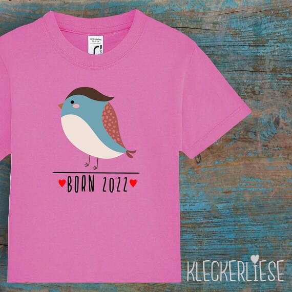 Kinder Baby Shirt Kleinkind "Born 2022 Tiermotiv Vogel" T-Shirt Jungen Mädchen