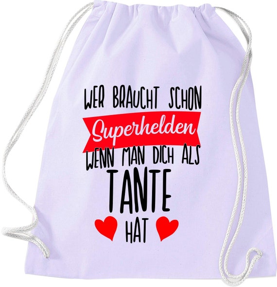 Turnbeutel Wer braucht schon Superhelden wenn man dich als Tante hat Gymsack Tasche