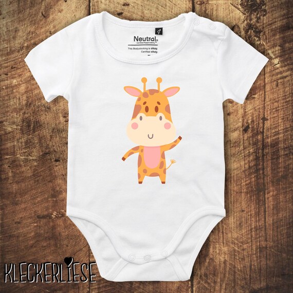 kleckerliese Babybody Body "Tiermotiv Giraffe" Fair Wear, Bio, Organic Baby Jungen Mädchen