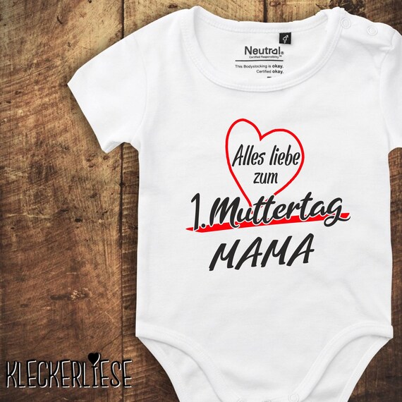 kleckerliese Babybody Muttertag Body "Alles Liebe zum 1. Muttertag Mama" Fair Wear, Bio, Organic Baby Jungen Mädchen