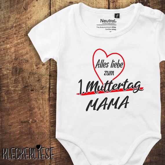 kleckerliese Babybody Mother's Day Bodysuit "Happy 1st Mother's Day Mom" Fair Wear, Bio, Organic Baby Boys Girls