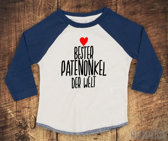 Kleckerliese Baby Kinder T-Shirt Langarmshirt  "Bester Patenonkel der Welt" Raglan-Ärmel Jungen Mädchen