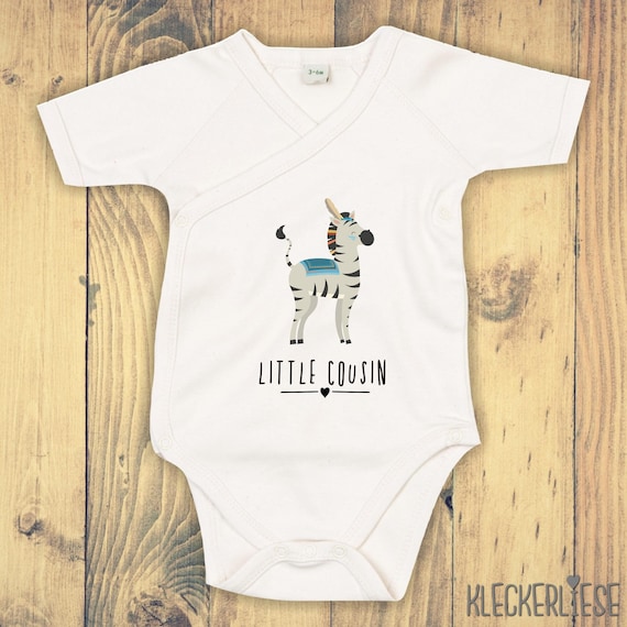 KleckerlieseWickel Baby Body "Little Cousin" Animal Motifs Zebra Babybody Romper Wrap Body Organic Kimono Short Sleeve