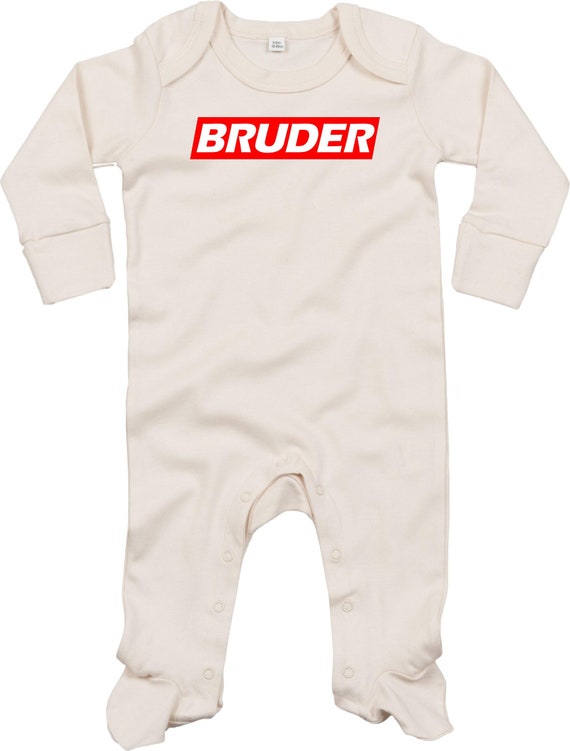 Kleckerliese Baby Schlafanzug "BRUDER" Sleepsuit Langarm Jungen Mädchen Einteiler Strampler