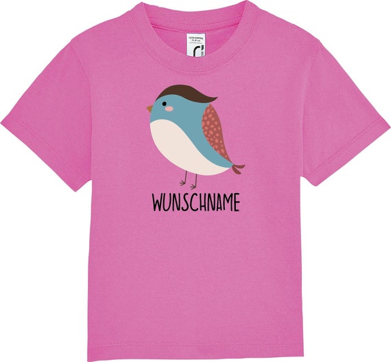 kleckerliese Kinder Baby Shirt Kleinkind "Vogel" mit Wunschnamen Jungen Mädchen T-Shirt